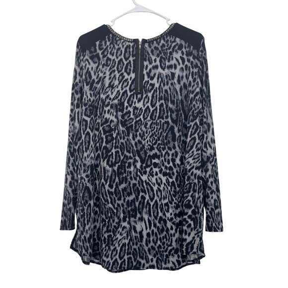 Worthington Woman 1X Long Sleeve Animal Print Tunic Top With Studded Neckline - Picture 8 of 13